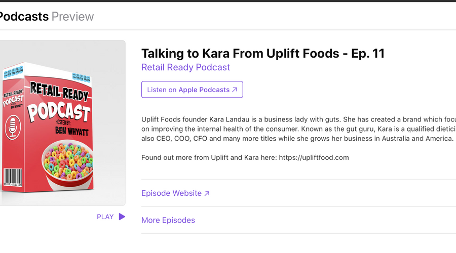 Uplift Foods Founder Kara Landau Featured Guest on Retail Ready Podcast